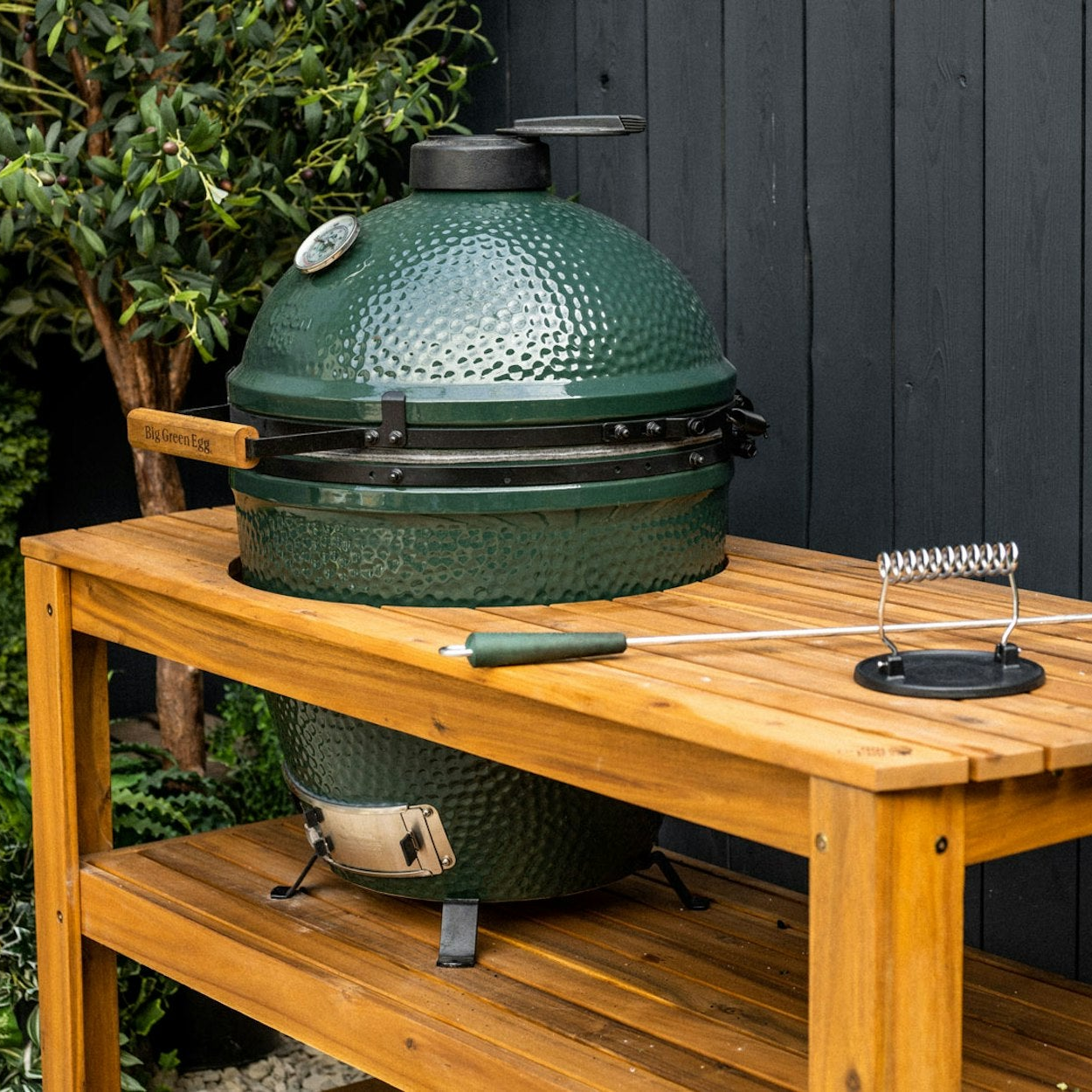 Big Green Egg Eucalyptus Table with Casters and Nest - Image 2