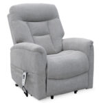 Corinthia Riser Recliner with Heat and Massage - Light Grey Chenille Fabric