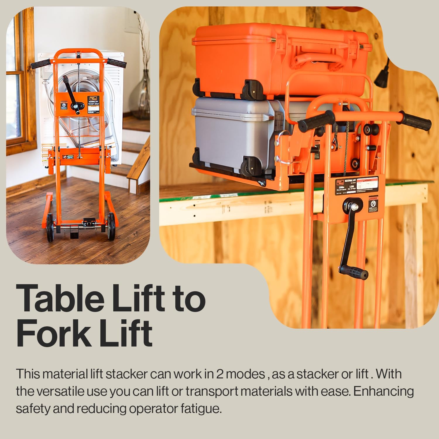 SuperHandy Material Lift Winch Stacker, Pallet Truck Dolly, Lift Table, Fork Lift, 330 Lbs 40" Max Lift w/ 8" Wheels, Swivel Casters