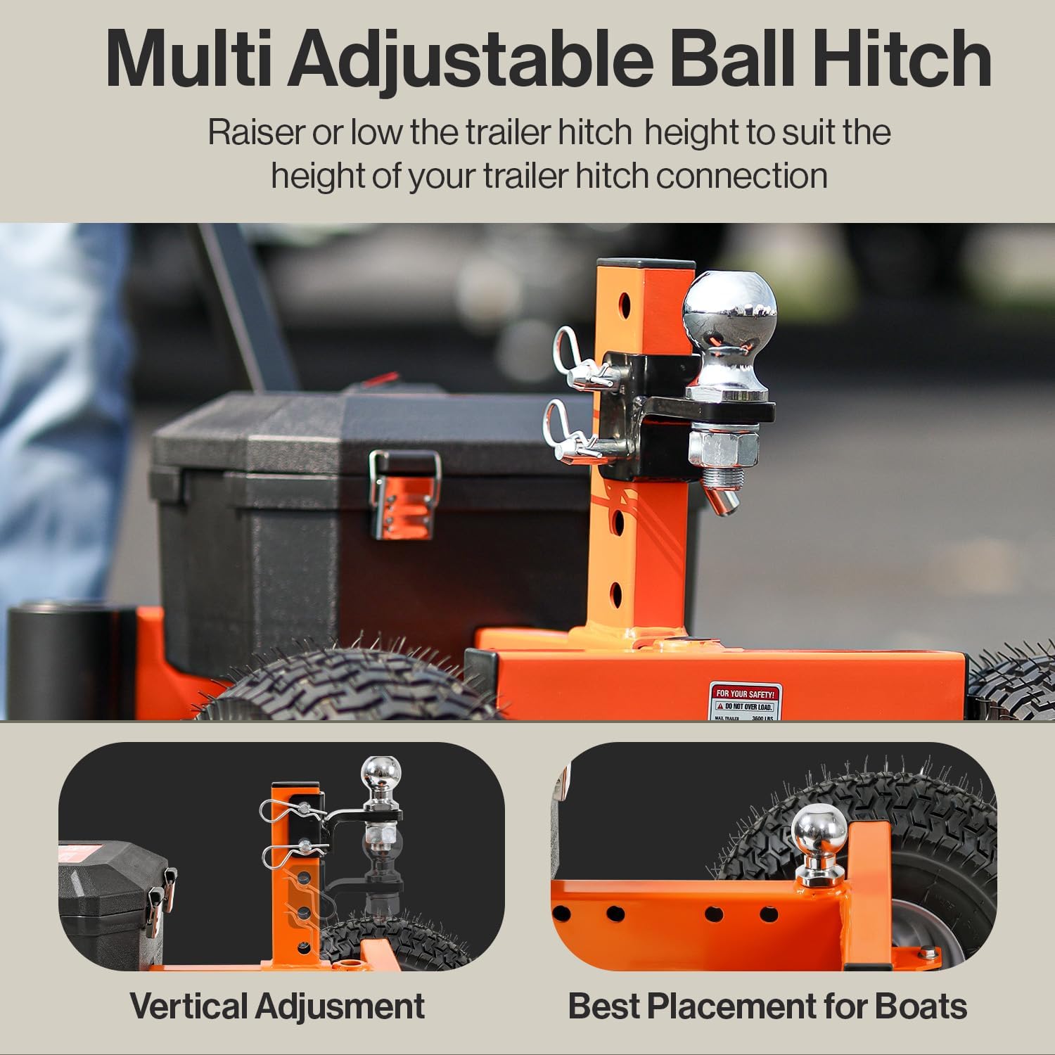 SuperHandy Electric Trailer Dolly 3600LBS Max Trailer Weight 600LB Max Tongue Weight DC 24V 800W 7Ah w/Heavy Duty Commercial 2" Ball Hitch Mount